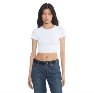 Aritzia Babaton Contour Crew Cropped T-Shirt White Women's XL